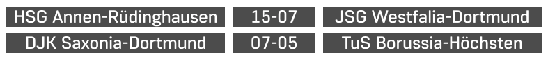HSG Annen-Rüdinghausen  JSG Westfalia-Dortmund 15-07 DJK Saxonia-Dortmund TuS Borussia-Höchsten 07-05