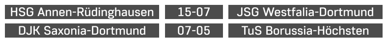 HSG Annen-Rüdinghausen  JSG Westfalia-Dortmund 15-07 DJK Saxonia-Dortmund TuS Borussia-Höchsten 07-05