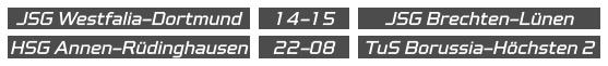 JSG Westfalia-Dortmund JSG Brechten-Lünen 14-15  HSG Annen-Rüdinghausen TuS Borussia-Höchsten 2 22-08