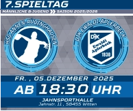 MÄNNLICHE B-JUGEND  SAISON 2025/2026   7.SPIELTAG 18:30 FR. , 05.DEZEMBER  2025 AB UHR JAHNSPORTHALLE Jahnstr. 11 , 58455 Witten